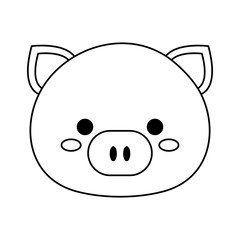 kawaii pig animal icon over white background. vector illustration