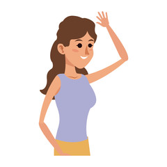 character woman her arm raised image vector illustration design