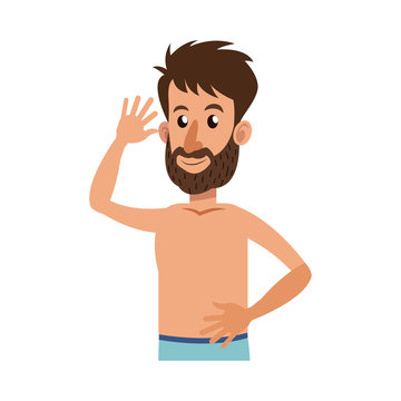 character bearded man without shirt image vector illustration design
