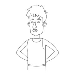 character man tousled leisure outline vector illustration design