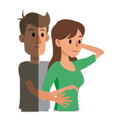 character couple hugging lovingly image vector illustration design