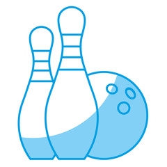 bowling ball and  pins icon over white background. sports equipment concept. vector illustration