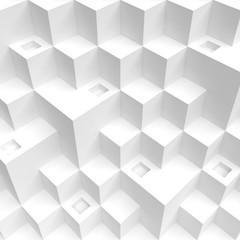 Abstract Cube Background. White Futuristic Wallpaper