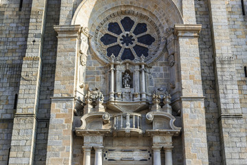 Frontage of Se Cathedral in Porto city in Portugal