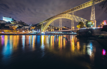 Fototapeta na wymiar View from Vila Nova de Gaia city on Douro River and Porto city, Portugal