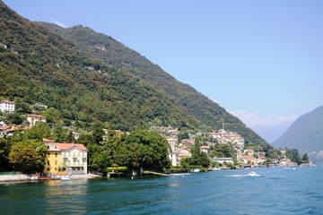 Fototapeta na wymiar Holidays at Lake Como view to Cernobbio, Lombardy Italy