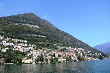 Holidays at Lake Como view to Cernobbio, Lombardy Italy