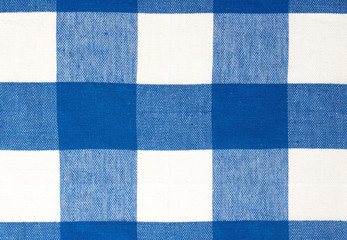Blue picnic cloth textile background.