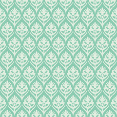 Seamless turquoise vintage floral ogee medieval pattern vector