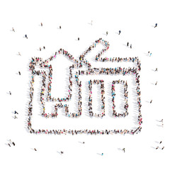 People walking in basket .3D illustration.