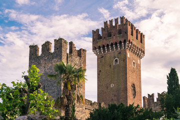 Detail of the towers of a medieval castle.