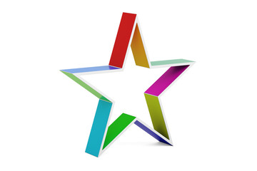 Colorful star company logotype design, 3D rendering