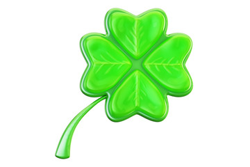 Four leaf clover closeup, 3D rendering