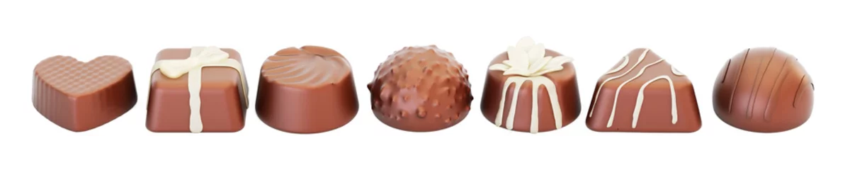 Cercles muraux Bonbons Row of chocolate candies, 3D rendering