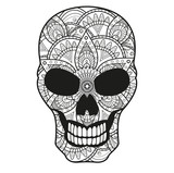 Download "Black and white mandala skull for coloring book or tattoo ...