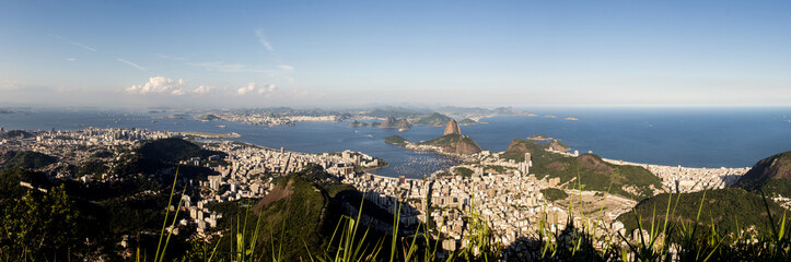 Panorama view from Christ the Redeemer to Sugarloaf Mountain