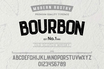 Font.Alphabet.Script.Typeface.Label.Modern Rustry Bourbon typeface.For labels and different type designs