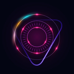 Glowing sci-fi HUD elements. Technology futuristic design, neon lights. Vector mystical background