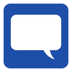 blue, white information sign, speech bubble icon