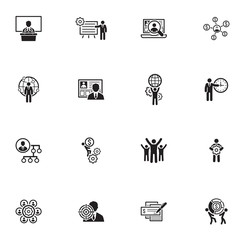 Flat Design Business Icons Set.