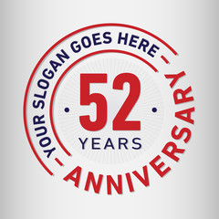 52 years anniversary logo template. Vector and illustration.
