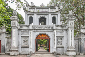 Hanoi, Vietnam- January 26 2016: The Temple of Literature in Hanoi, Vietnam.