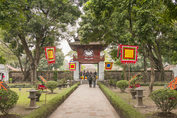 Hanoi, Vietnam- January 26 2016: The Temple of Literature in Hanoi, Vietnam.