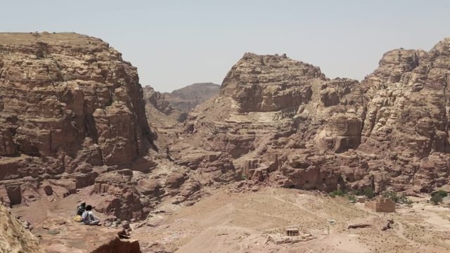 tourist  from high   in  the antique site of petra