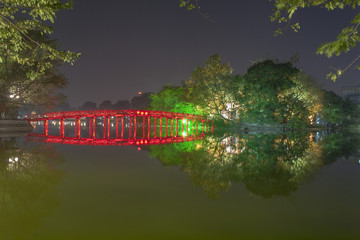 HANOI,VIETNAM - DECEMBER 01: The view of Hoan Kiem Lake. on December 01, 2015 in Hanoi,Vietnam.