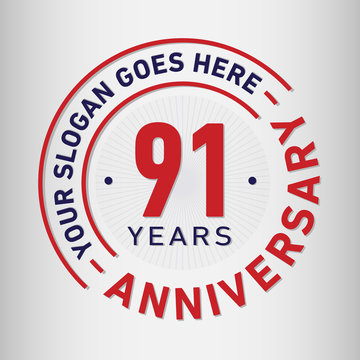 91 years anniversary logo template. Vector and illustration.