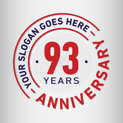 93 years anniversary logo template. Vector and illustration.
