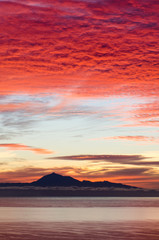 Dramatic sunrise in the sea for background.