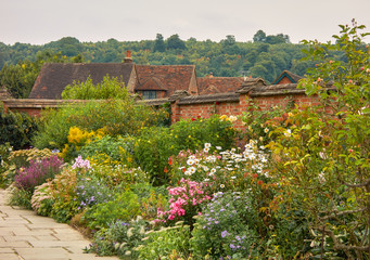 Naklejka premium Traditional English summer garden in full flower