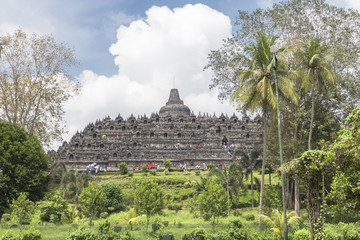 YOGYAKARTA, INDONESIA - AUGUST, 28: Tourists visiting Prambanan Hindu temple on AUGUST, 28, 2016, UNESCO World Heritage Site