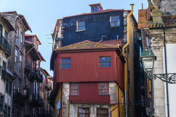 Old town houses in Ribeira district of Porto, Portugal