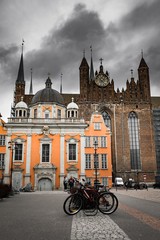 Old Town Gdansk buildings in vintage style