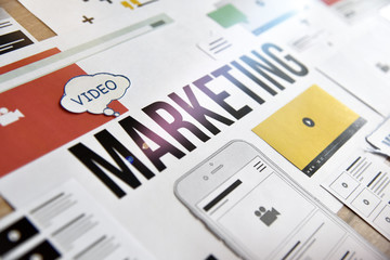 Video marketing concept design. Concept for marketing, internet advertising, video streaming, video...
