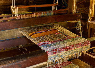 Textile on a traditional weaving loom