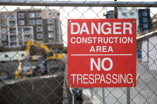 Danger/No Tresspassing Sign at a Construction Site