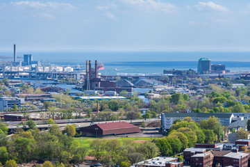 Aerial Skyline of New Haven Connecticut from East Rock in Summer