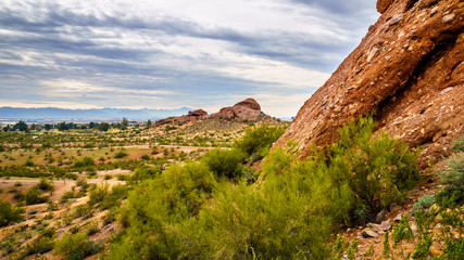 Red Sandstone Buttes in Papago Park near the city of Phoenix in Arizona, United States of America