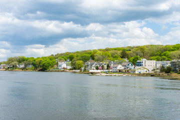 Fototapeta na wymiar Homes in Quinnipiac River Park in New Haven Connecticut