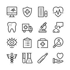 Healthcare and medicine line icons set. Modern graphic design concepts, simple outline elements collection. Vector line icons
