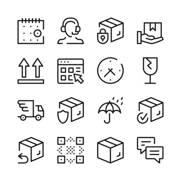 Delivery line icons set. Modern graphic design concepts, simple outline elements collection. Vector line icons