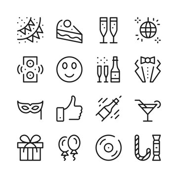 Celebration line icons set. Modern graphic design concepts, simple outline elements collection. Vector line icons