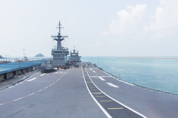 Rayong,Thailand-26 April 2017:HTMS Chakri Naruebet the flagship of the Royal Thai Navy and...