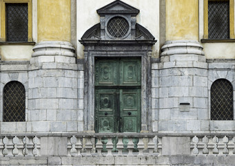 Church front entrance in Slovenia