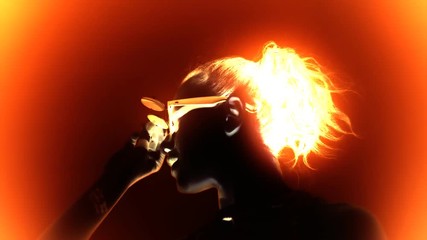 Fond memories of a cute girl doing a lot of things during the day, in a fast frantic montage, from the unusual unexpected point of view of a monster (a zombie or a vampire). Glowing vivid colors.
