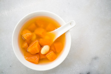Traditional Chinese sweet dessert of sweet potatoes with ginkgo ginger