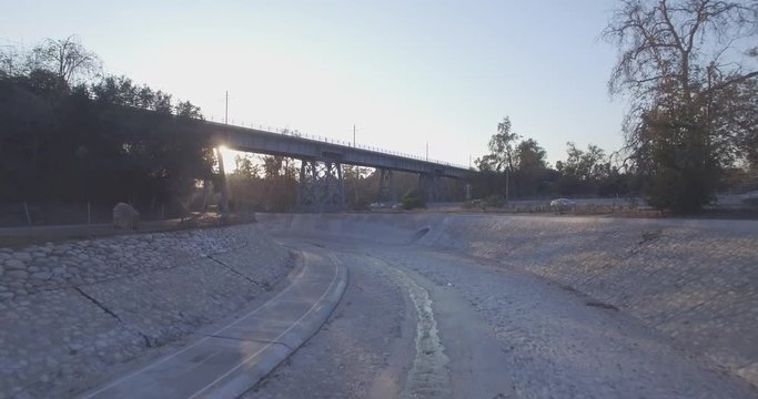 Lifting Up From The Arroyo Seco Bike Path As The Gold Line Passes By